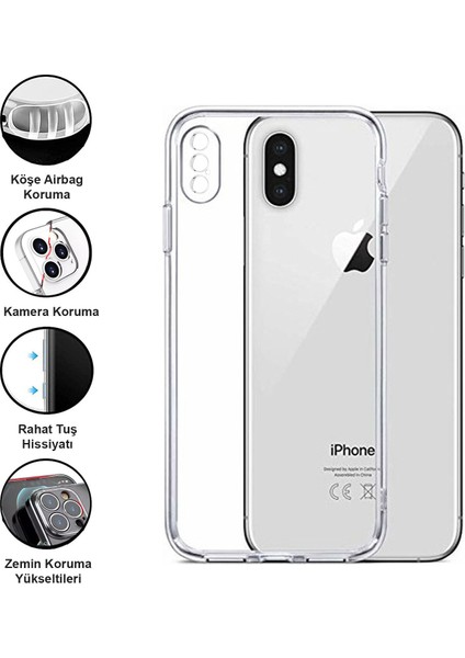 iPhone X/xs Kılıf Şeffaf Kamera Korumalı Yumuşak Silikon