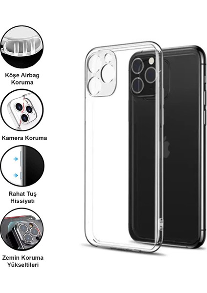 iPhone 11 Pro Kılıf Şeffaf Kamera Korumalı Yumuşak Silikon