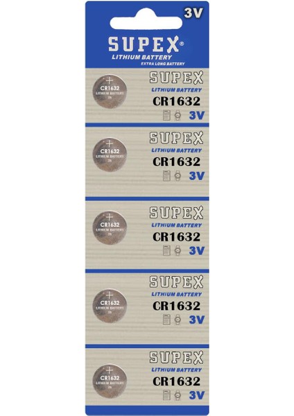 Shopzum Pil Düğme 1632 3V (Beşli Paket) Supex Lityum