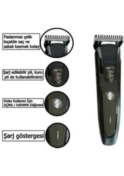 1019 Matri-X Profesyonel Şarjlı Saç Sakal Kesme Tıraş Traş Makinesi Seti ATS01019