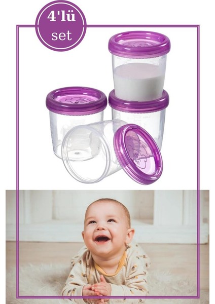 4 Adet Bebek Mama Yoğurt Saklama Kabı, Besin Ölçekli Sızdırmaz Mama Kabı 4’lü Set (4X180ML) fiyatları