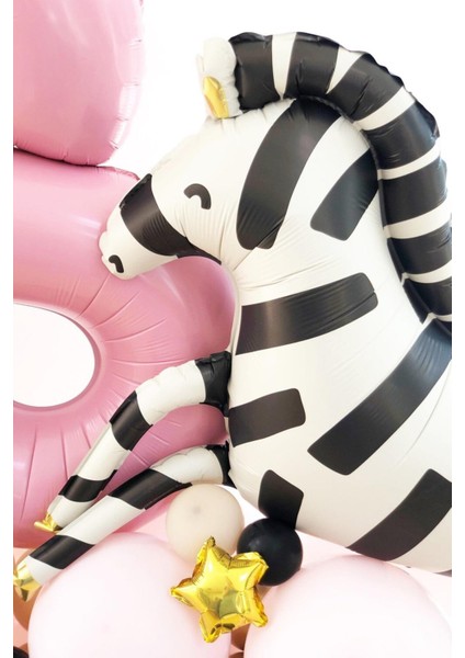 Zebra Büyük Folyo Balon Safari Temalı Doğum Günü Zebra Şekilli Folyo Balon modelleri