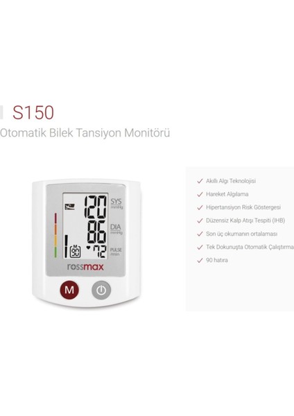 S150 Bilekten Ölçer Tansiyon Aleti 5yıl Garanti fiyatları