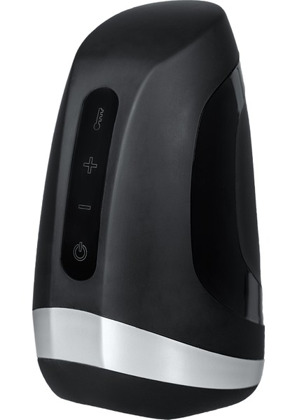 Men Heat Vibratiion Masturbator Gerçekçi Olmayan, Silikon, Siyah, 15 cm