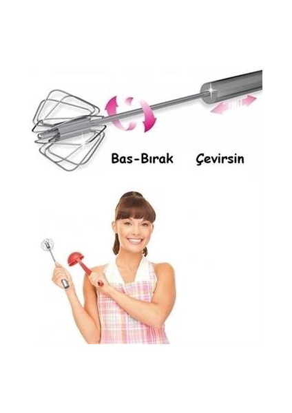 Buffer® Bas Çek Mikser Otomatik Karıştırıcı Metal Çırpıcı Karıştırma Teli