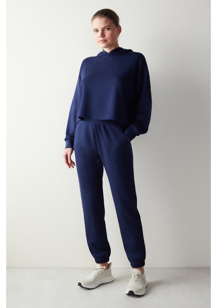 Lacivert Kapüşonlu Silky Feel Sweatshirt fiyatları