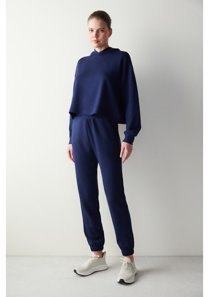 Lacivert Kapüşonlu Silky Feel Sweatshirt modelleri