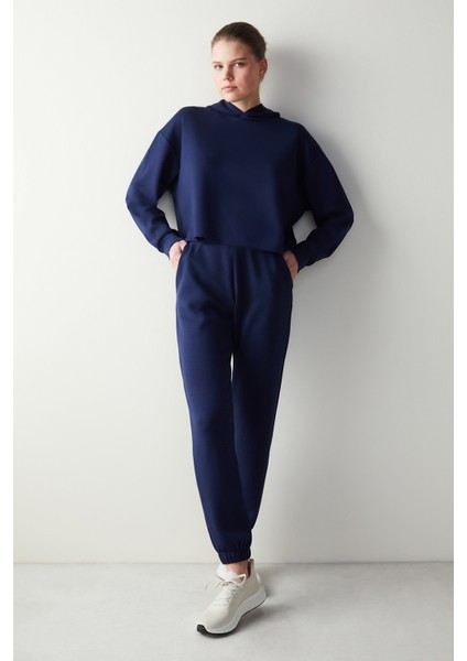 Lacivert Kapüşonlu Silky Feel Sweatshirt fırsatları