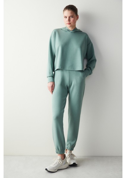 Mint Kapüşonlu Silky Feel Sweatshirt modelleri