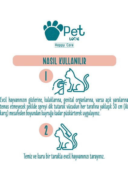 Pet Love Kediler ve Köpekler İçin Tüy Bakım Spreyi Vanilya 150 ml 100% Doğal Argan Yağlı