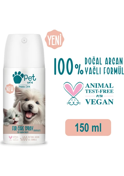 Pet Love Kediler ve Köpekler İçin Tüy Bakım Spreyi Çikolata 150 ml 100% Doğal Argan Yağlı