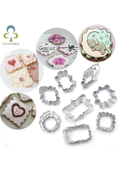 06 Düz Oval Stil Paslanmaz Çelik Nimet Çerçeve Bisküvi Kesiciler Çerez Kesici Set Düğün Pastası Kalıp Mutfak Sugarcraft Pişirme Pasta Araçları Gyh (Yurt Dışından) fiyatları