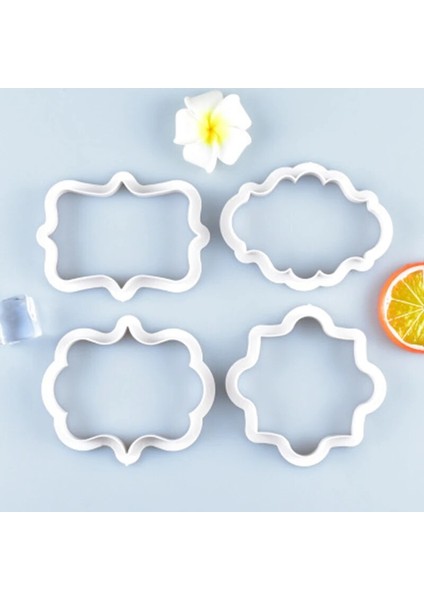 4 Adet Tarzı Vintage Plak Çerçeve Çerez Kesici Damga Seti Plastik Dıy Bisküvi Kalıbı Fondan Kek Dekorasyon Araçları Gıda Baskı Kalıbı (Yurt Dışından)