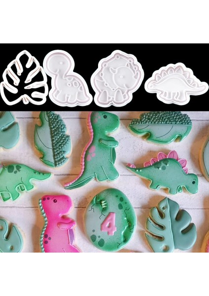 Dinozor C Stili 1 Takım Dinozor Hayvan Çerez Kalıbı Yaprakları Bisküvi Kesici Gıda Sınıfı Plastik Orman Parti Doğum Günü Malzemeleri Için Dıy Pişirme Araçları (Yurt Dışından) fiyatları