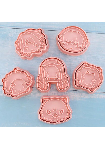 6 Adet Bir Stil Demon Slayer Bisküvi Kalıbı Kurabiye Kesici ve 3D Basın Noel Kesiciler Bisküvi Damgası Fondan Kalıp Pişirme Sugarcraft Kalıp (Yurt Dışından)