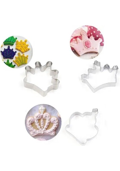 3 Adet Stil Xınaher Paslanmaz Çelik Prenses Taç Kral Kraliçe Parti Kurabiye Kesici Kek Bisküvi Pişirme Aracı Kalıp Pişirme Araçları Kek Için (Yurt Dışından)