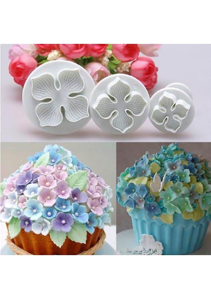 3 Adet Tarzı Et Ortanca Fondan Kek Dekorasyon Sugarcraft Piston Çerez Kesici Çiçek Çiçeği Kalıp Ev Kek Araçları (Yurt Dışından) fiyatları