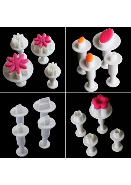 Papatya Stili Et Erik Papatya Kurabiye Piston Kesici Fondan Sakız Yapıştır Cupcake Yonca Kalıp Oval Bisküvi Kek Dekorasyon Basın Pasta Araçları (Yurt Dışından)
