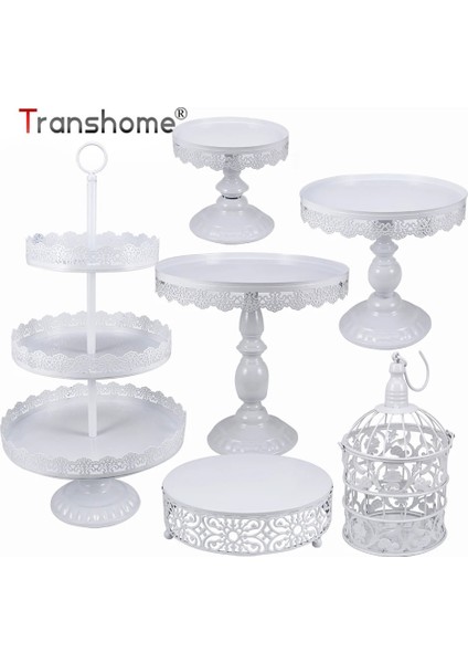 25X6.7CM Tarzı Transhome Beyaz Kek Standı Metal Tatlı Masa Yüksek Kek Tepsisi Noel Doğum Günü Partisi Düğün Için Macaron Cupcake Raf Standı (Yurt Dışından) fiyatları