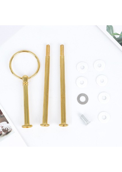 Altın 2 Katman Stili Katmanlar Kek Tabağı Stand Kolu Uydurma Donanım Çubuk Altın Gümüş Yüzük Kek Tava Şişleri Tatlı Dekorasyon Araçları (Yurt Dışından) indirimleri