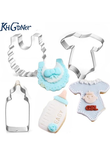 Güzel Bebek Kurabiye Kalıp Seti Paslanmaz Çelik Kumaş Önlük Biberon Bisküvi Kesici Ev Diy Kurabiye Dekorasyon Kalıbı (Yurt Dışından)