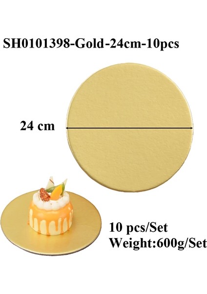 ALTIN-24CM-10 Adet Tarzı Meibum Yuvarlak Altın Kek Karton Çapı cm Tek Kullanımlık Hamur Işleri Taban Plakası Süslemeleri Mousse Tepsi Kağıt Panosunu Teşhirler (Yurt Dışından)