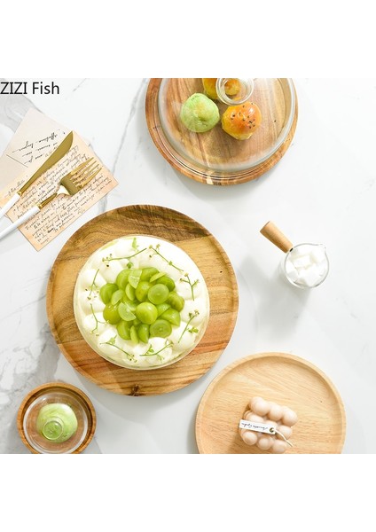 A--Küçük Stil Ahşap Tepsi Cam Kapaklı Yuvarlak Kek Tepsisi Iskandinav Tarzı Ev Mutfak Meyve Ekmeği Ahşap Tepsi Tatlı Teşhir Plakası Kek Araçları (Yurt Dışından) indirimleri