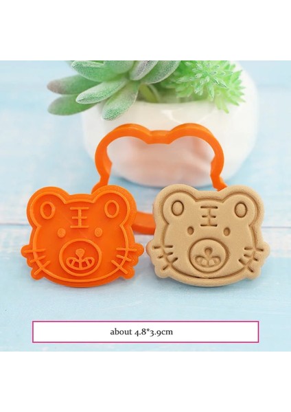 4-Rastgele Renk Stili Attern Karikatür Kaplan Bisküvi Kalıbı Sevimli Dıy Küçük Hayvan 3D Üç Boyutlu Basın Fondan Mutfak Ev Pişirme Araçları (Yurt Dışından)