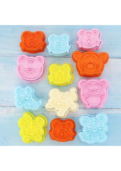 4-Rastgele Renk Stili Attern Karikatür Kaplan Bisküvi Kalıbı Sevimli Dıy Küçük Hayvan 3D Üç Boyutlu Basın Fondan Mutfak Ev Pişirme Araçları (Yurt Dışından) fırsatları