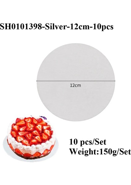 GÜMÜŞ-12CM-10 Adet Tarzı Meibum cm Gümüş Tek Kullanımlık Kek Daire Taban Panoları Yuvarlak Kaplamalı Cakeboard Hamur Işleri Tepsi Kek Tabağı Süslemeleri Teşhirleri (Yurt Dışından)