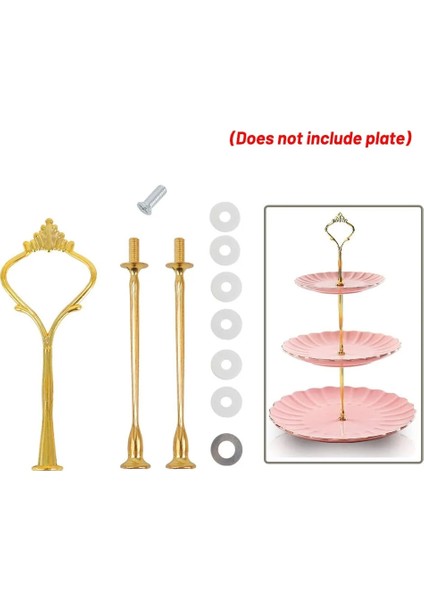 Gümüş 3 Katmanlı Stil Katmanlı Kek Tabağı Standı Kek Teşhir Standı Pasta Cupcake Meyve Tabağı Hizmet Tatlı Tutucu Düğün Parti Ev Dekorasyonu (Yurt Dışından)