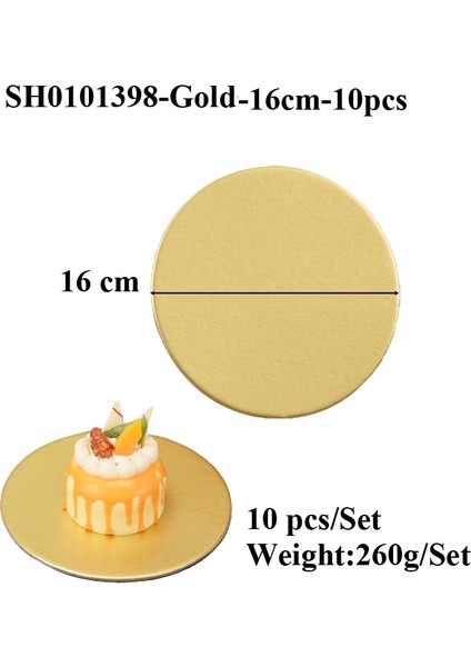 ALTIN-16CM-10 Adet Tarzı Shenhong Tek Kullanımlık Kek Daire Taban Panoları cm Altın Yuvarlak Kaplamalı Cakeboard Kek Tabağı Süslemeleri Hamur Işleri Tepsi Tepsisi (Yurt Dışından)