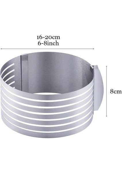 6-8 Inç Tarzı Paslanmaz Çelik Kek Kesici Dilimleme 6 Katmanlar Ayarlanabilir Yuvarlak Ekmek Kek Kesici Dilimleme Mus Halka Kalıp Pişirme Aracı Kek Standı (Yurt Dışından)