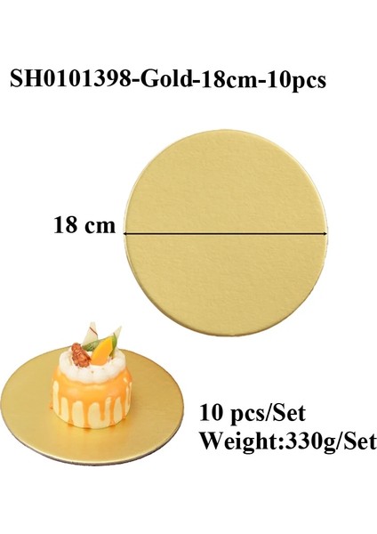 ALTIN-18CM-10 Adet Tarzı Meibum Yuvarlak Altın Kek Karton Çapı cm Tek Kullanımlık Hamur Işleri Taban Plakası Süslemeleri Mousse Tepsi Kağıt Panosunu Teşhirler (Yurt Dışından)