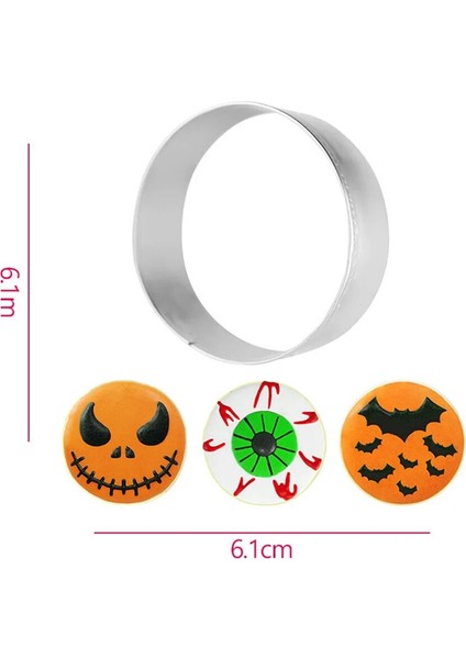 Yuvarlak Stil Et Kurabiye Bisküvi Dıy Kalıp Cadılar Bayramı Fondan Bisküvi Yuvarlak Çiçek Kek Kesici Mutfak Pişirme Kabartma Stencil Kalıp (Yurt Dışından)