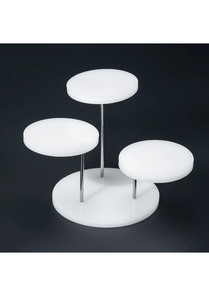 3 Mermi-Beyaz Stil Yuvarlak Cupcake Standı Akrilik Takı Için Ekran Standı Kek Tatlı Raf Parti Düğün Pastası Standı Bebek Duş Dekorasyon Tutucu (Yurt Dışından)