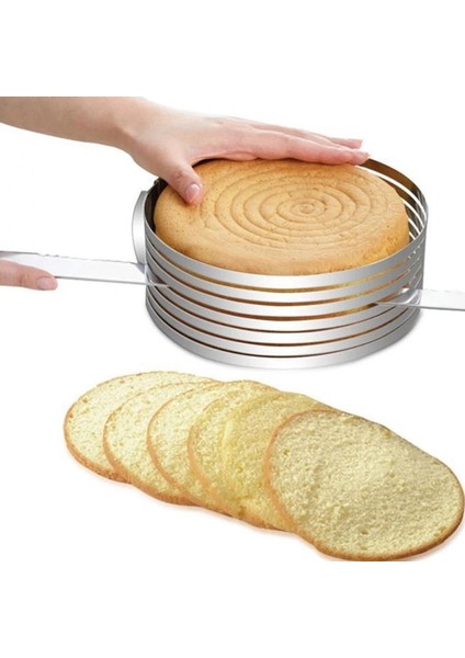 6-8 Inç Tarzı Paslanmaz Çelik Kek Kesici Dilimleme 6 Katmanlar Ayarlanabilir Yuvarlak Ekmek Kek Kesici Dilimleme Mus Halka Kalıp Pişirme Aracı Kek Standı (Yurt Dışından) modelleri