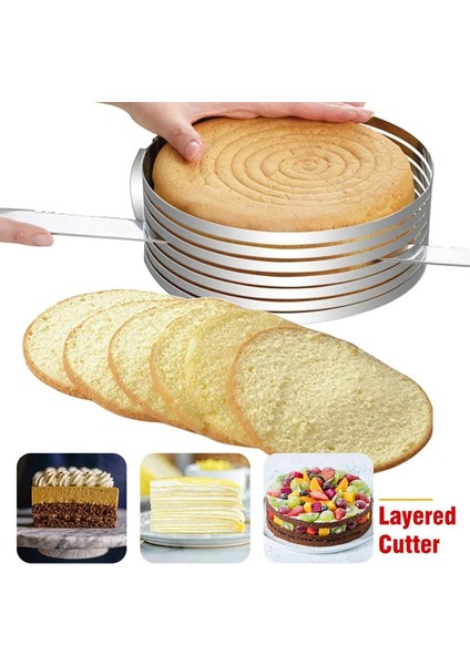 6-8 Inç Tarzı Paslanmaz Çelik Kek Kesici Dilimleme 6 Katmanlar Ayarlanabilir Yuvarlak Ekmek Kek Kesici Dilimleme Mus Halka Kalıp Pişirme Aracı Kek Standı (Yurt Dışından) fırsatları