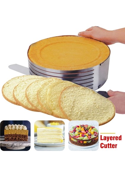 6-8 Inç Tarzı Paslanmaz Çelik Kek Kesici Dilimleme 6 Katmanlar Ayarlanabilir Yuvarlak Ekmek Kek Kesici Dilimleme Mus Halka Kalıp Pişirme Aracı Kek Standı (Yurt Dışından) indirimleri