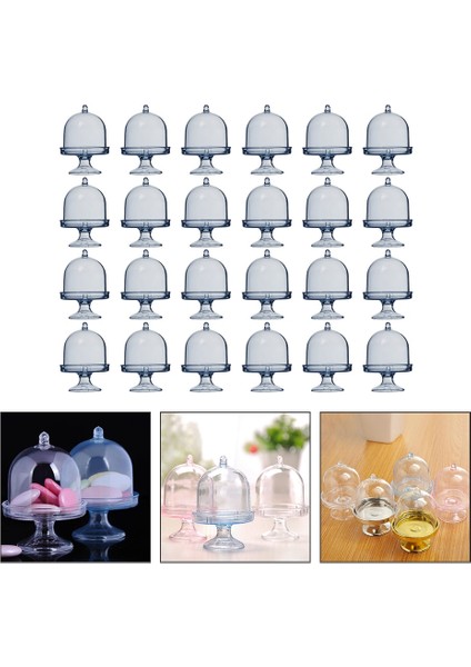 Beyaz Stil Plastik Mini Kek Standı Mini Kek Kubbe Cupcake Standı Kapaklı Kek Tabağı (Yurt Dışından) fırsatları