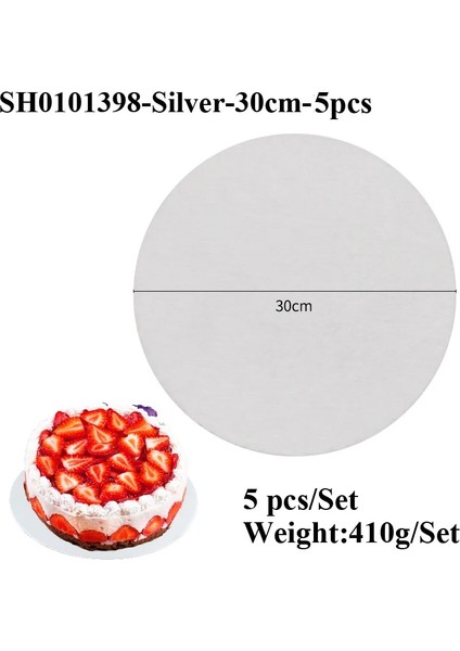 GÜMÜŞ-30CM-5 Adet Tarzı Meibum Çapı cm Yuvarlak Gümüş Kek Karton Tek Kullanımlık Karton Hamur Işleri Taban Plakası Süslemeleri Mousse Tepsi Tepsisi (Yurt Dışından)