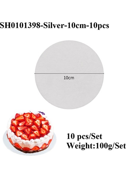 GÜMÜŞ-10CM-10 Adet Tarzı Shenhong cm Gümüş Yuvarlak Kaplamalı Cakeboard Hamur Işleri Tepsi Tek Kullanımlık Kek Çember Taban Panoları Kek Tabağı Süslemeleri Teşhirleri (Yurt Dışından)