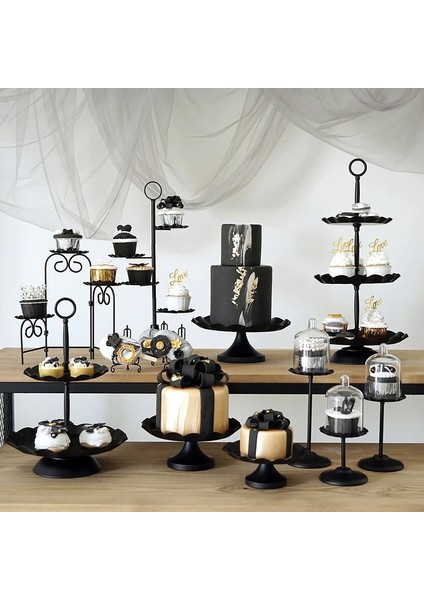 Kek Standı A Stili Sıcak Doğum Günü Partisi Düğün Dekor Siyah Kek Standı Kek Tepsisi Dalga Kenar Kek Araçları Ev Dekorasyonu Tatlı Masa Parti Malzemeleri (Yurt Dışından) fiyatları