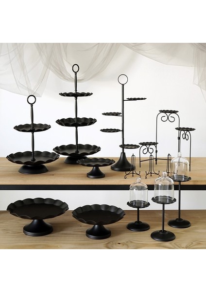 Kek Standı A Stili Sıcak Doğum Günü Partisi Düğün Dekor Siyah Kek Standı Kek Tepsisi Dalga Kenar Kek Araçları Ev Dekorasyonu Tatlı Masa Parti Malzemeleri (Yurt Dışından) modelleri