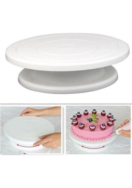 Pembe Tarzı 11" Döner Pasta Döner Tabla Pasta Süslemeleri, Hamur Işleri, Cupcakes Için Beyaz Pasta Standı (Yurt Dışından) modelleri