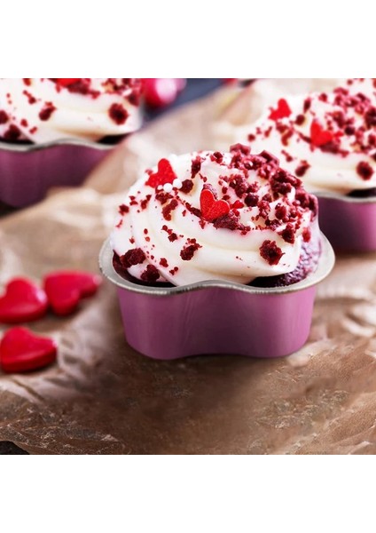 Kırmızı Stil Kalp Kek Standı, Sevgililer Günü Alüminyum Folyo Kek Tava Kalp Şeklinde Cupcake Kapaklı Fincan, Mini Cupcake Cup Flan Kapaklı Pişirme Bardakları (Yurt Dışından) indirimleri