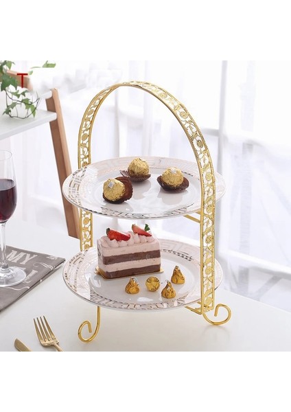 Altın Tarzı Metal Kek Standı Çift Katmanlı Kemer Şekilli Altın Meyve Tatlı Rafı Düğün Doğum Günü Partisi Dekorasyonu Cupcake Standı Altın (Yurt Dışından) fiyatları