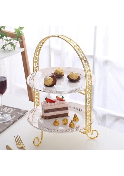 Altın Tarzı Metal Kek Standı Çift Katmanlı Kemer Şekilli Altın Meyve Tatlı Rafı Düğün Doğum Günü Partisi Dekorasyonu Cupcake Standı Altın (Yurt Dışından) modelleri