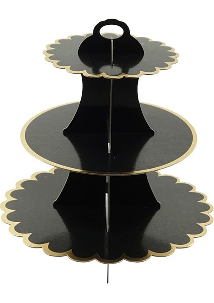 Siyah Stil 3 Katmanlı Tatlı Ekran Standı Kek Araçları Kağıt Bronzlaştırıcı Kek Standı Kendi Başına Yap Kağıdı El Sanatları Doğum Günü Partisi Düğün Pastası Dekorasyon (Yurt Dışından)