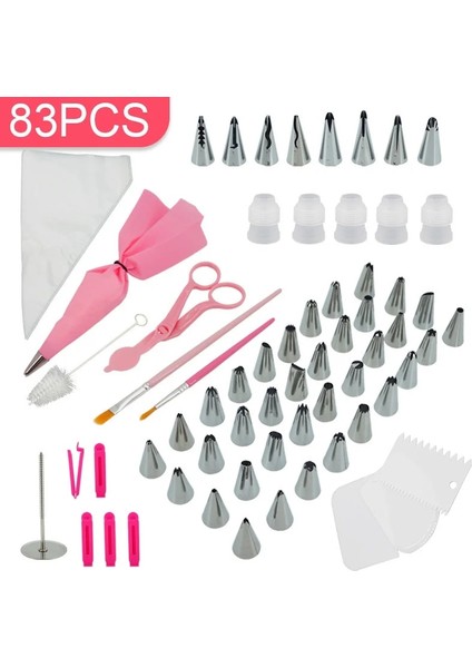 83 Adet Tarzı Pişirme Aksesuarları Araç Seti Kek Dekorasyon Ağız Pasta Boyama Gereçleri Silikon Kesiciler Krema Kazıyıcı Kek Standı (Yurt Dışından) fiyatları